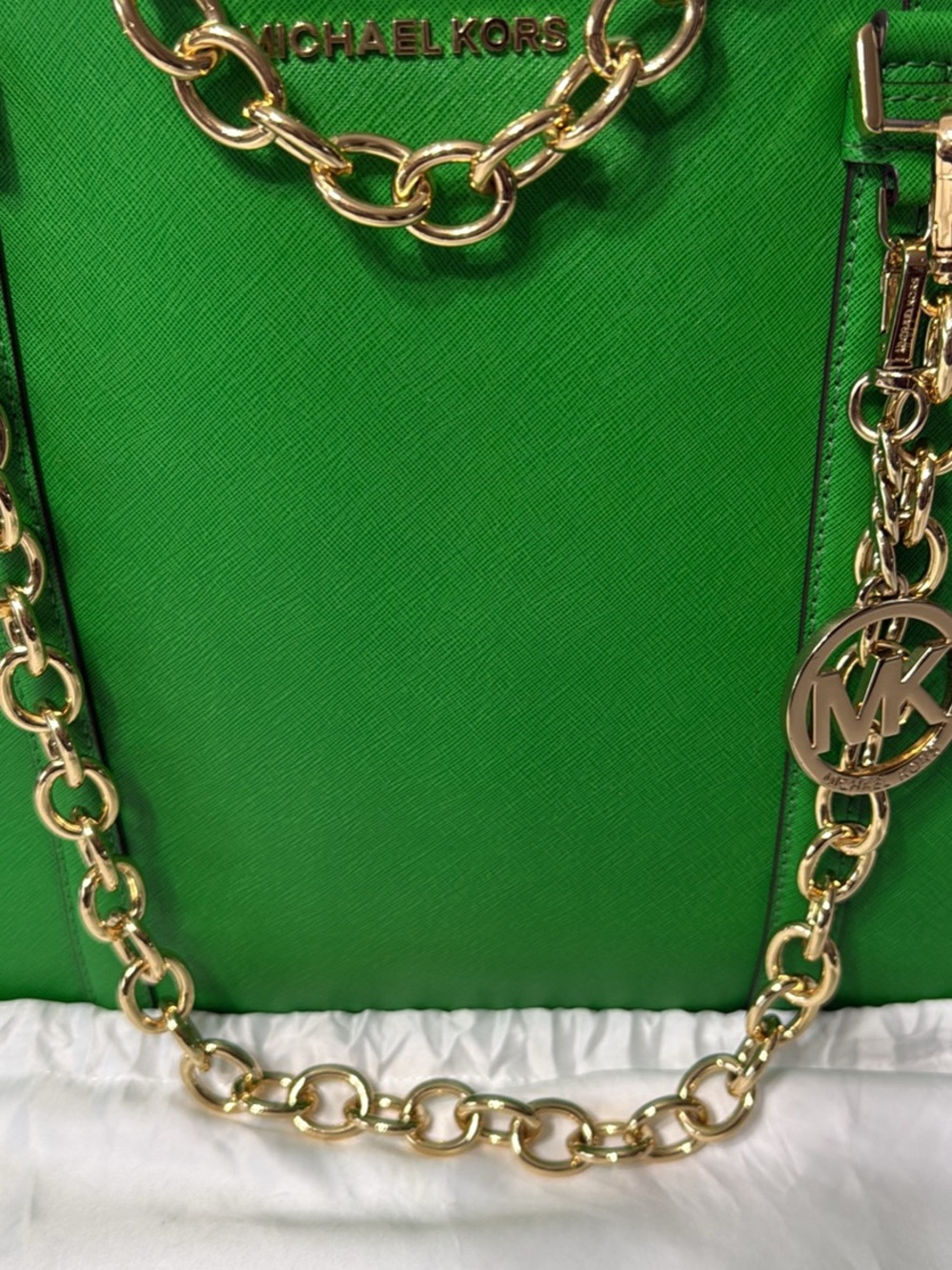 Michael Kors Saffiano Leather Large Green Tote - Picture 2 of 8